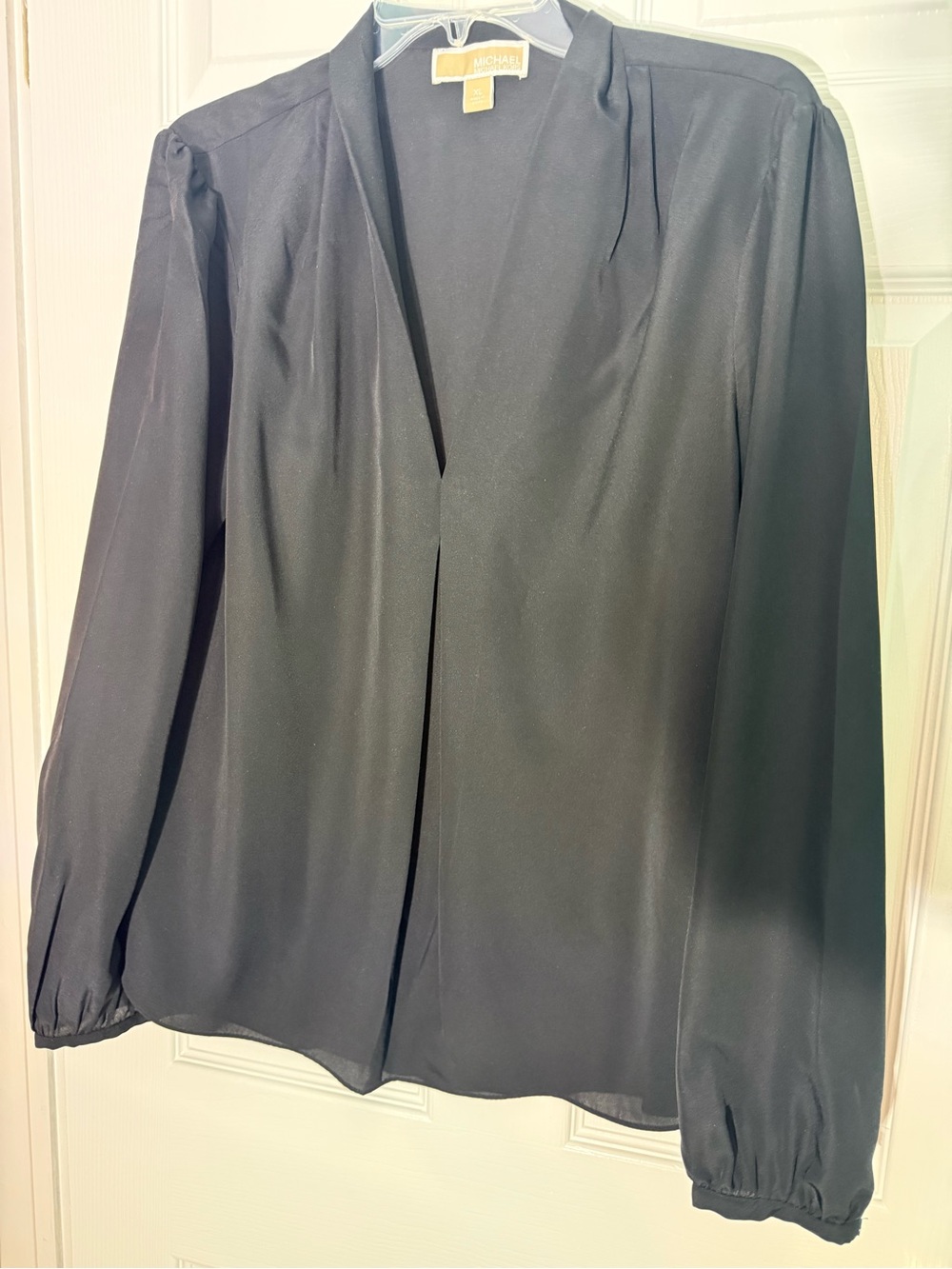 Michael Kors Black Long-Sleeve V-Neck Blouse